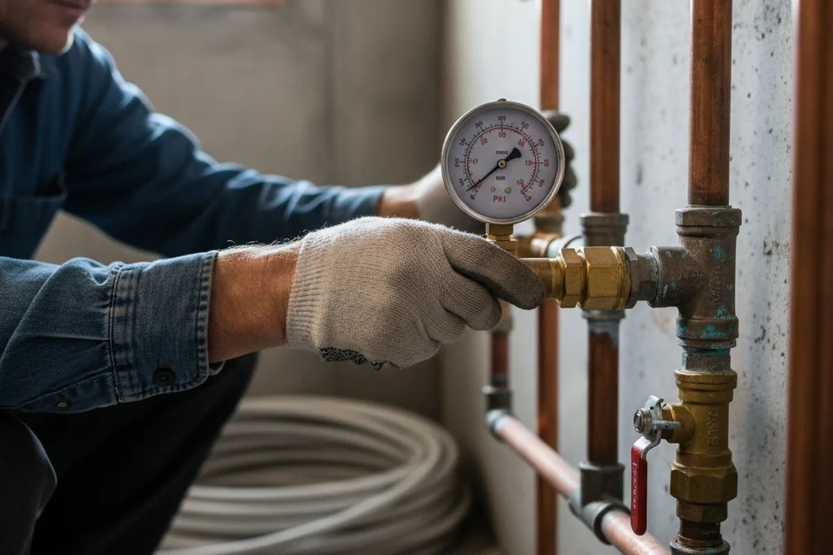 Pressure testing a repaired line during Water Line Repair in Trinidad